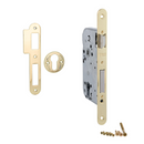 Cerradura de embutir de 70 entre ejes y 40 hasta bocallave canto redondo dorado brillo