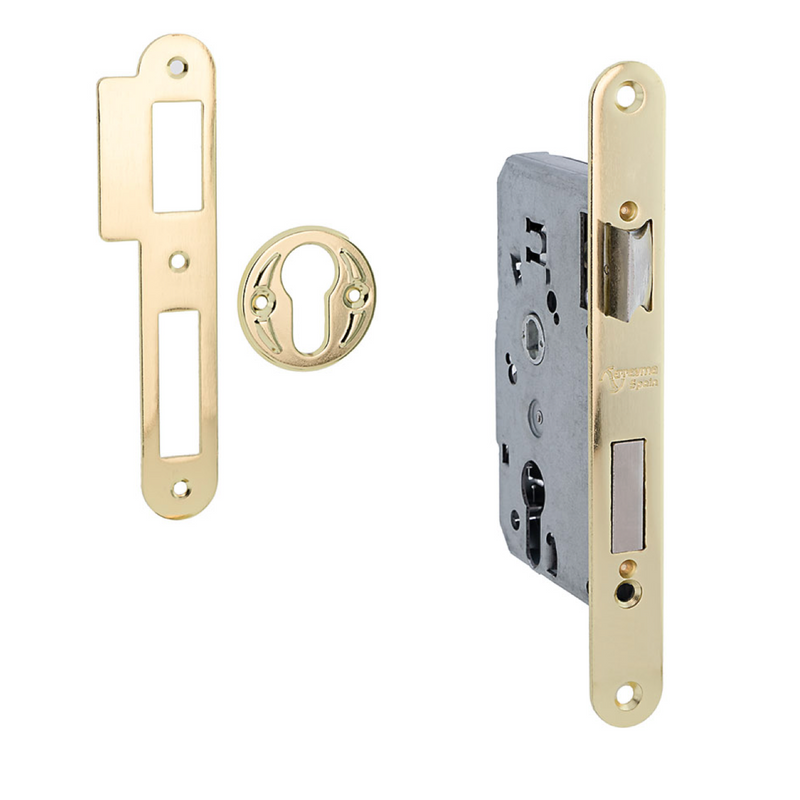 Copia de Cerradura de embutir de 47 entre ejes y 50 hasta bocallave canto redondo latonado