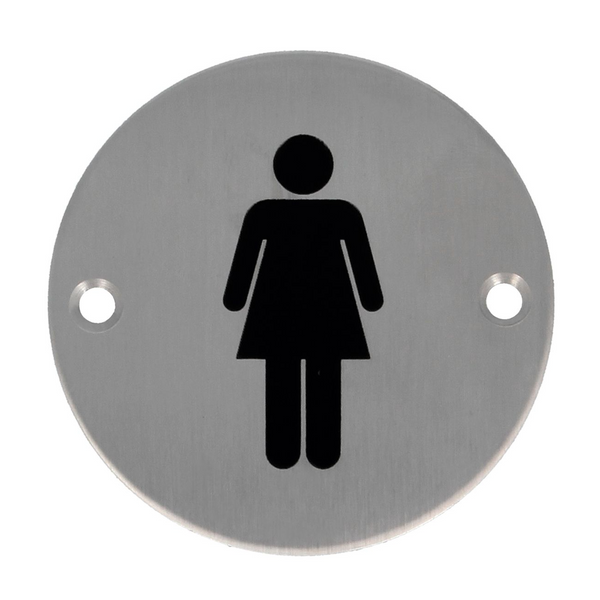 Stainless steel sign for women's bathroom