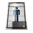 Placa rectangular de atornillar baño hombres en acero inoxidable de 15x10cm