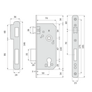 Copia de Cerradura de embutir de 47 entre ejes y 50 hasta bocallave canto redondo latonado
