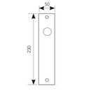 PLACA rectangular para montaje de manilla en acabado NÍQUEL satinado.