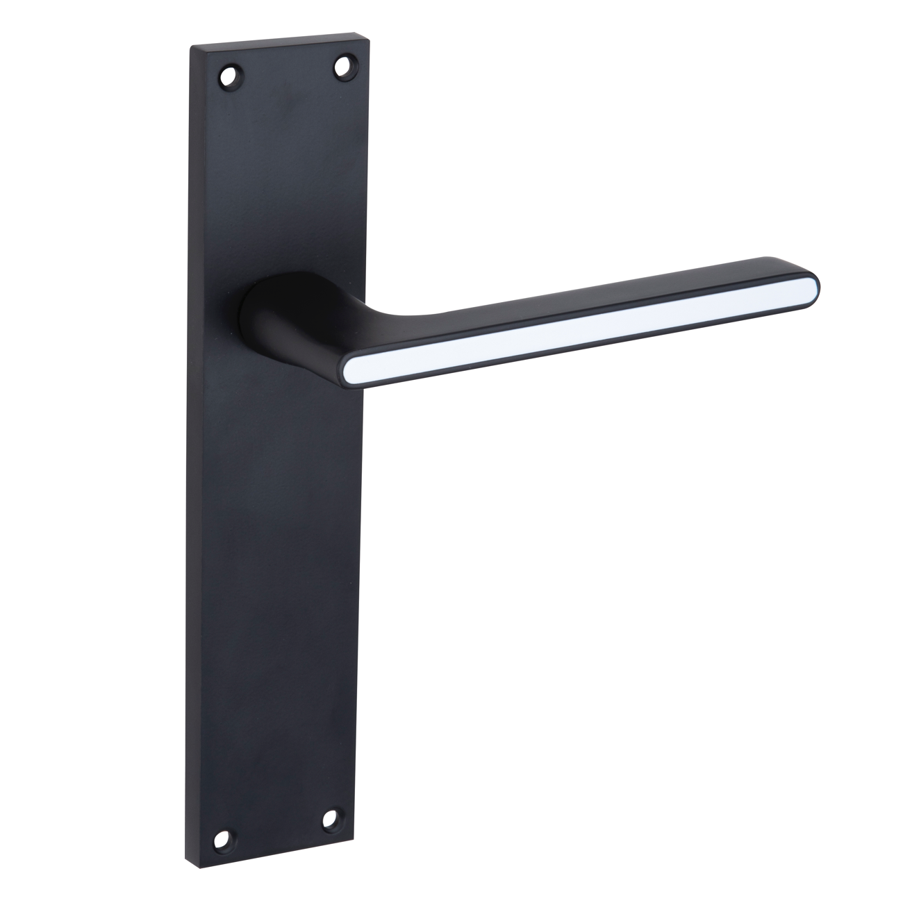 Manilla modelo '810' de zamak con placa rectangular acabado negro para puertas