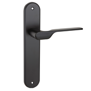 Manilla modelo '640' con placa oval para puertas de zamak en acabado negro con asa moderna