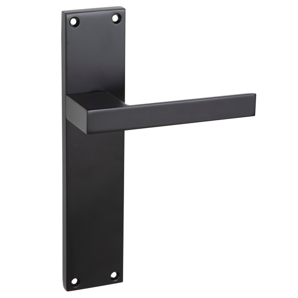 Manilla modelo '220' de zamak con placa rectangular acabado negro para puertas