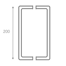 Manillón esquinas rectas para puerta de Cristal/Madera de 200 mm de alto ARI120