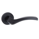 Manilla de aluminio modelo 1027 con roseta redonda en acabado negro para puertas