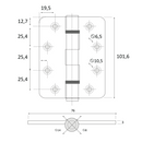 Bisagra con canto redondo cortafuegos acabado negro de acero inoxidable para puertas