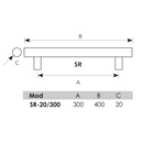 Manillón ovalado 300mm entre ejes de acero inoxidable sin roseta para puertas de cristal y de madera
