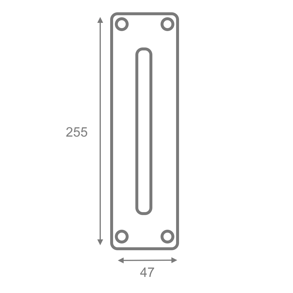 Manillón con Placa curva en acabado cuero, para puertas, modelo 884