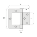 Bisagra flap en acero inoxidable de fácil instalación de 100mm x 75mm