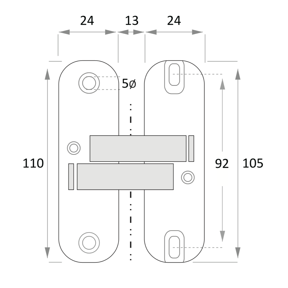 Bisagra oculta invisible en negro ajustable en 3 ejes para puertas