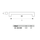 Cabo quadrado em aço inoxidável para madeira e vidro 250mm entre eixos 