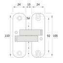 Bisagra oculta invisible en níquel satinado ajustable en 3 ejes para puertas
