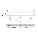 Manillón ovalado 200mm entre ejes de acero inoxidable sin roseta para puertas de cristal y de madera