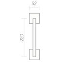 Medidas Manillón de zamak con roseta cuadrada acabado negro modelo 224N