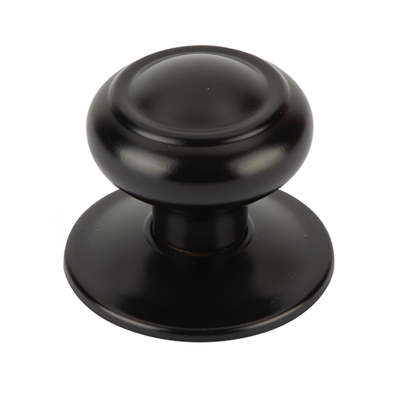 Pomo de forma de seta con aros en acabado negro para puertas de entrada
