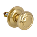 Pomo de PVD forma de seta con aros en acabado dorado brillo para puertas de entrada