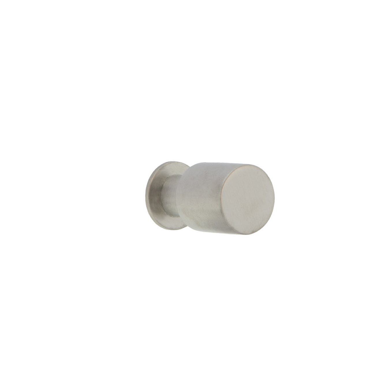Pomo pequeño de acero inoxidable con forma cilíndrica y cuello para muebles y armarios