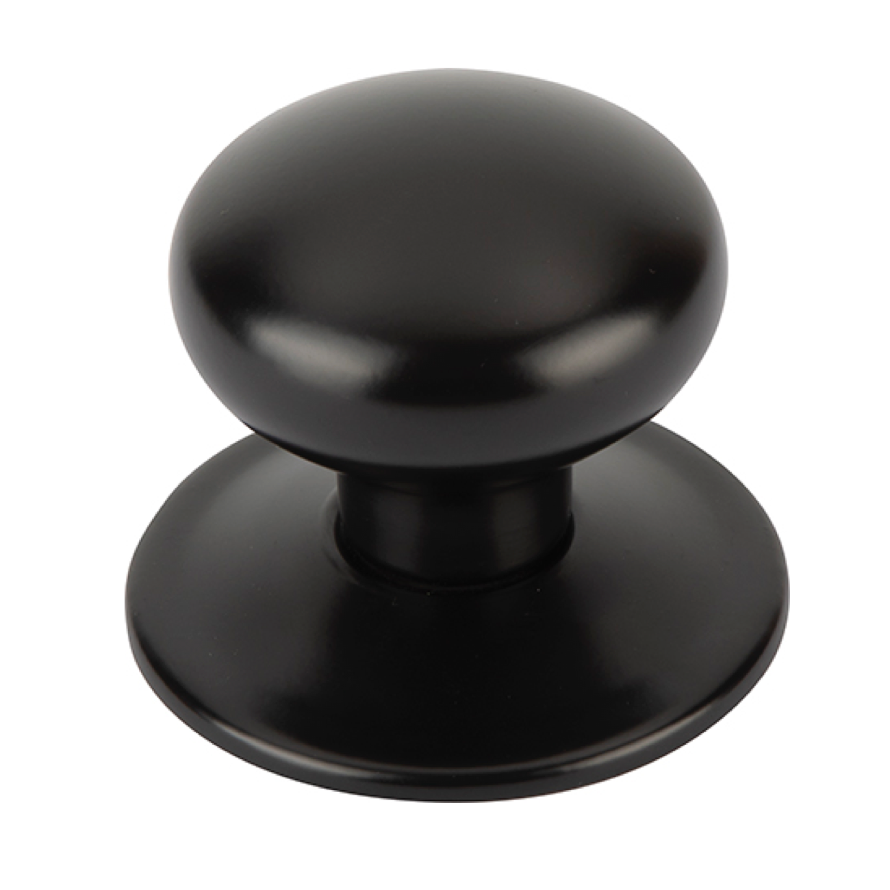 Pomo con forma de seta de zamak en acabado negro para puertas de entrada