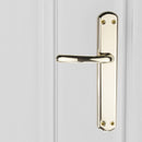 Manilla modelo '6501' de zamak acabado dorado brillo con placa ovalada para puertas