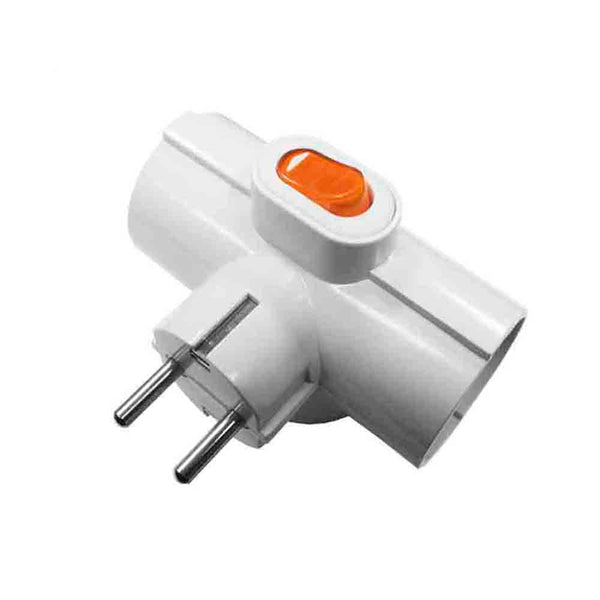 3 Socket Plug With Illuminated Switch T/Tl 16A 4.8Mm 250V Edm