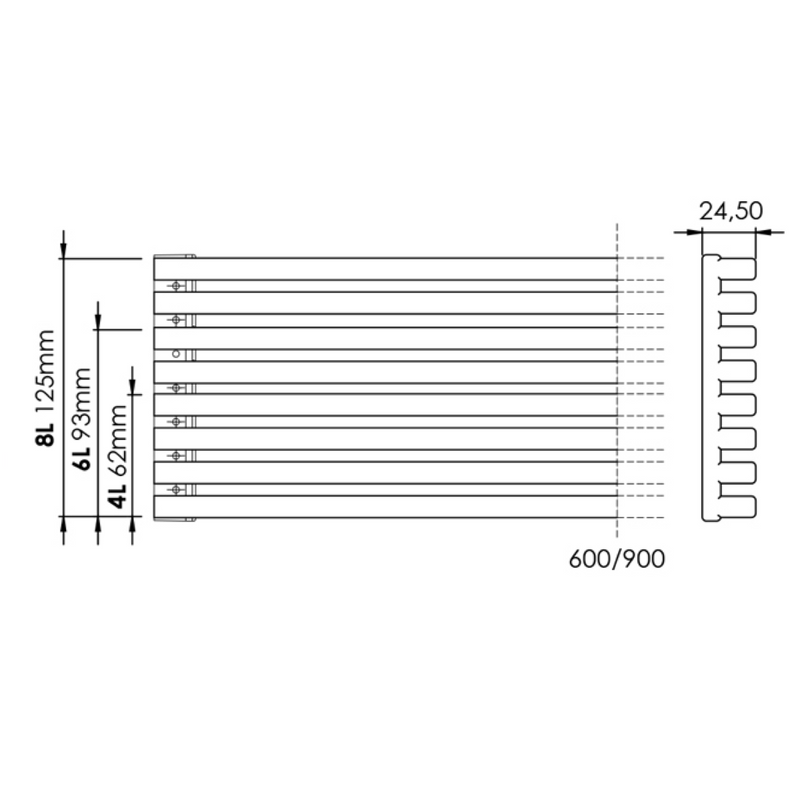 Rejilla de aireación de 8 lamas blanca de 900mm de ancho para horno o microondas