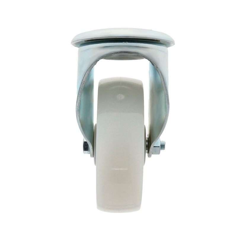 White nylon heavy duty wheel with Ø100mm 360º rotation, supports up to 200kg