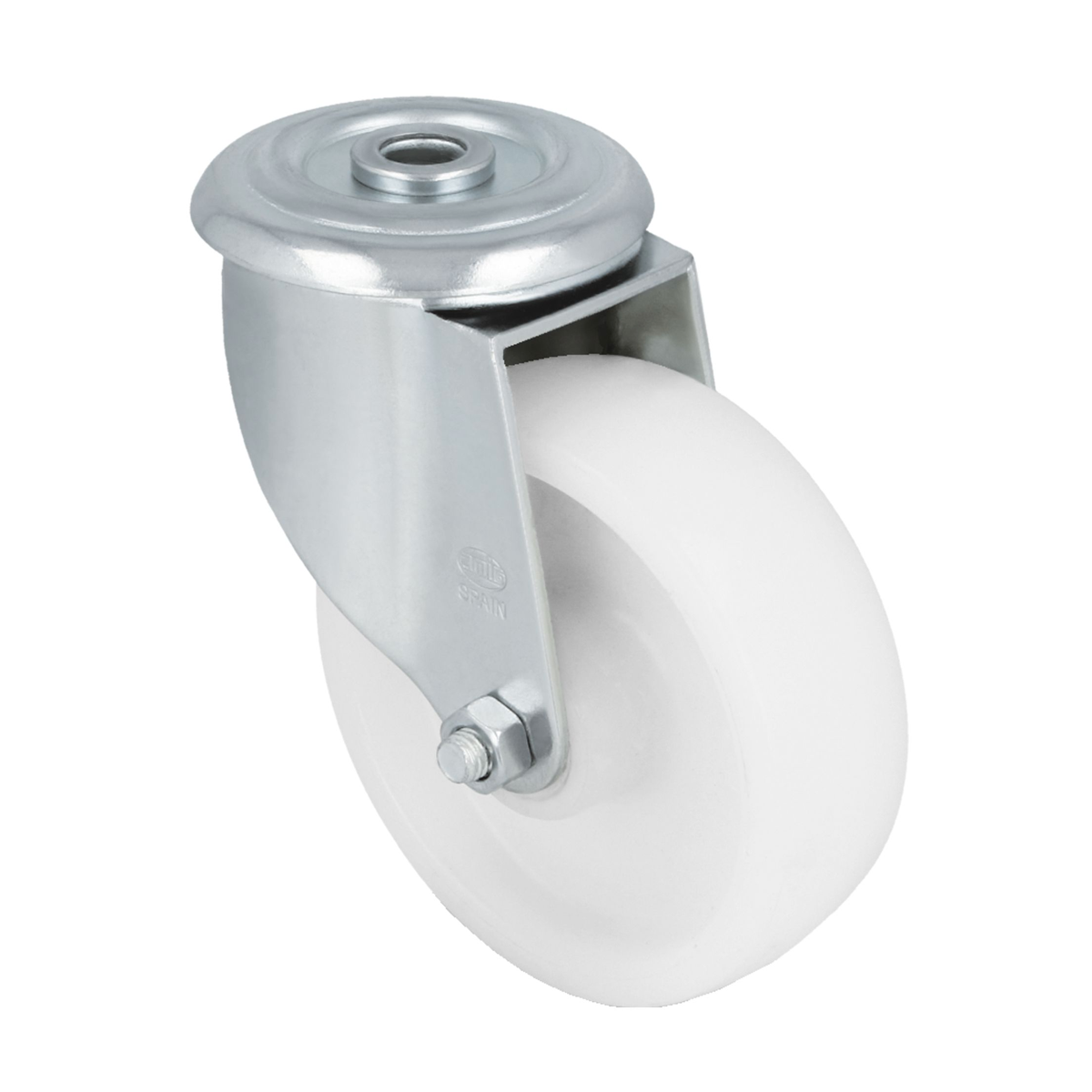 Rueda de nylon blanca de Ø100mm giro 360º soporte hasta 200kg