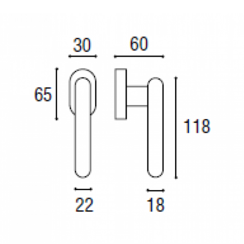 Satin nickel window handle Derby Sicma model with oval rosette