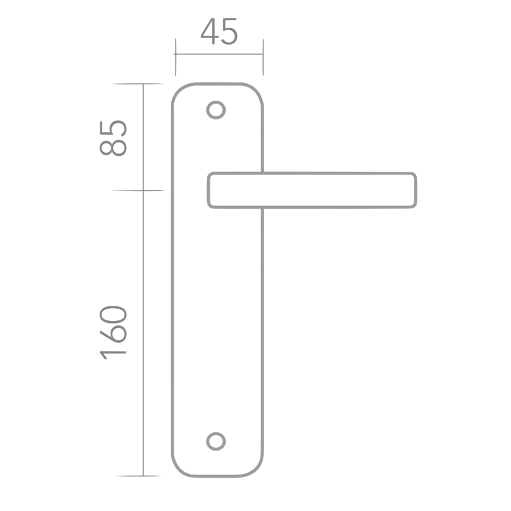 Manilla modelo '1101' de aluminio con placa en acabado forja negro para puertas