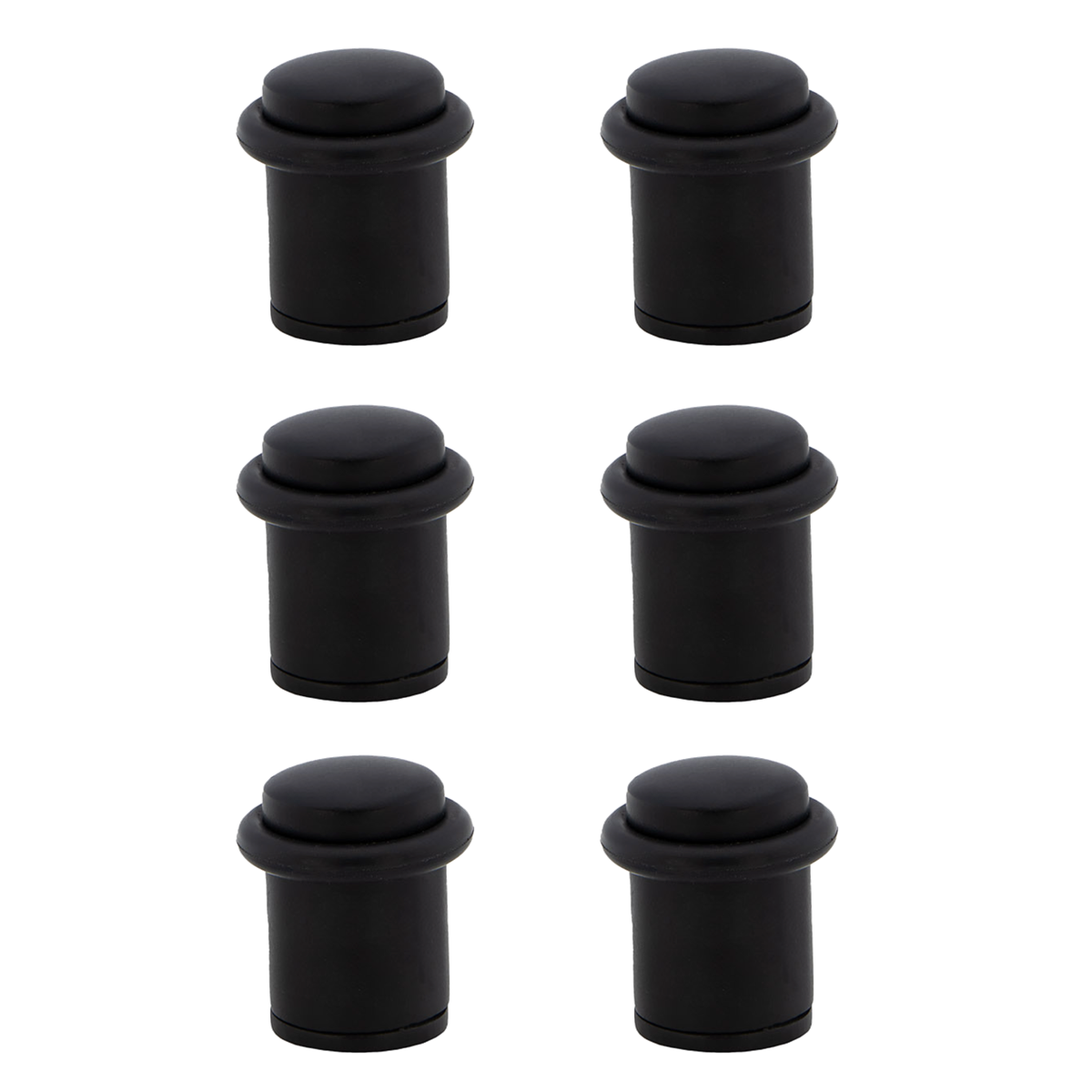 6 topes de puerta cilíndricos negros con amortiguador de goma y 20mm de diámetro