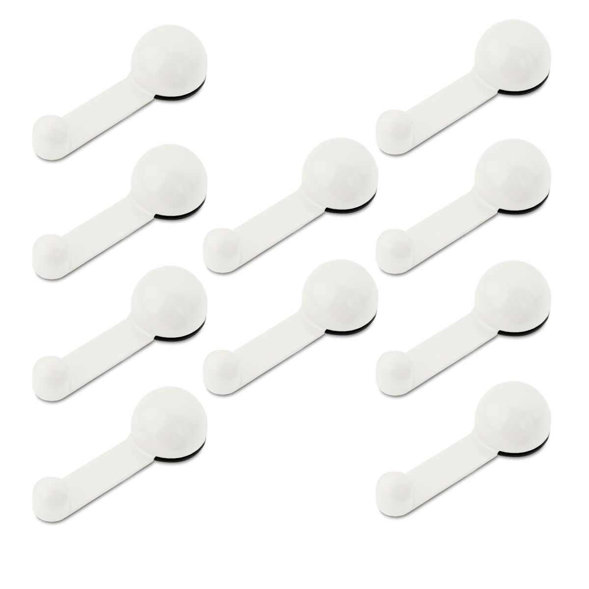 10 topes retenedores giratorios adhesivos de plástico acabado blanco