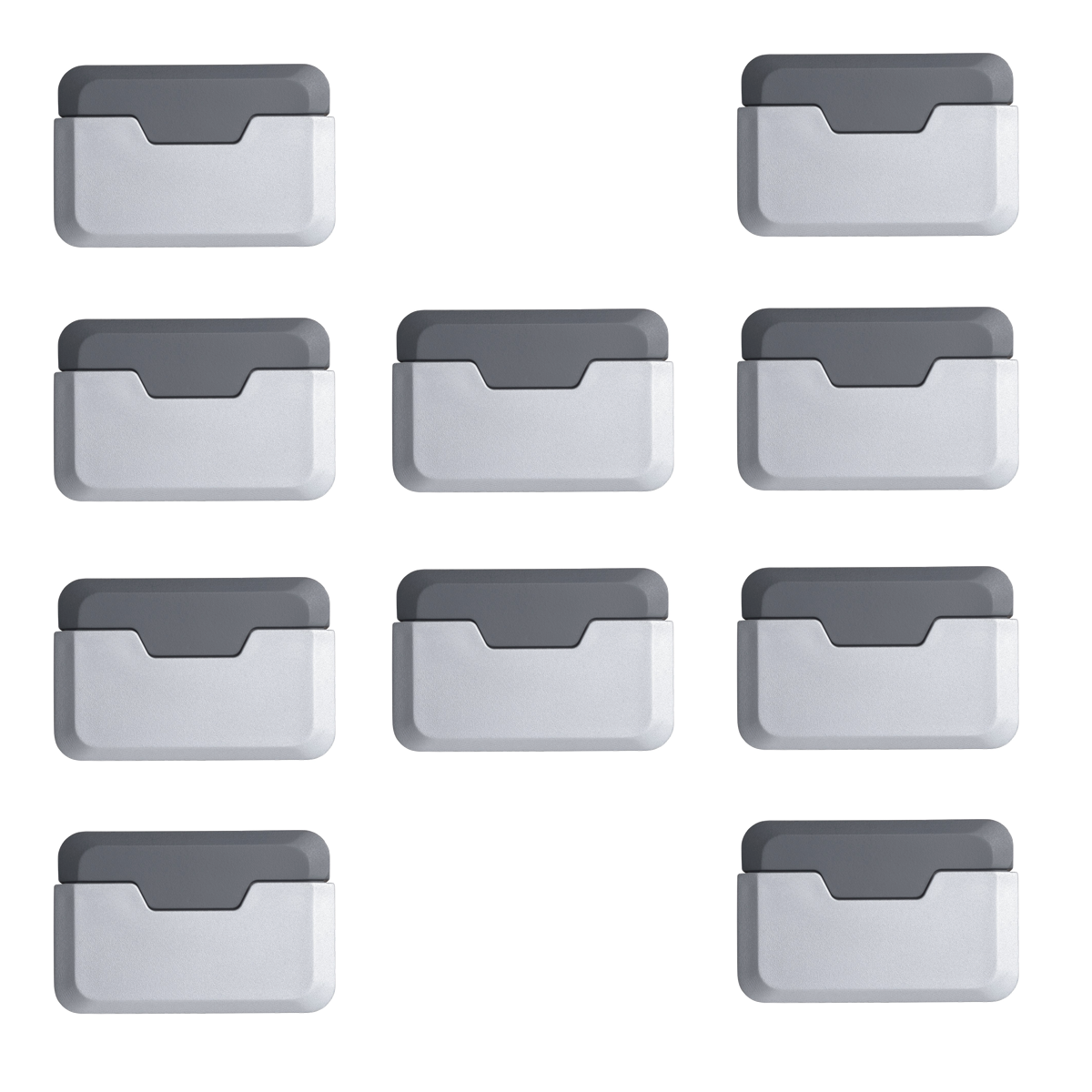 10 topes de puerta rectangulares adhesivos decorativos de aluminio en acabado metalizado