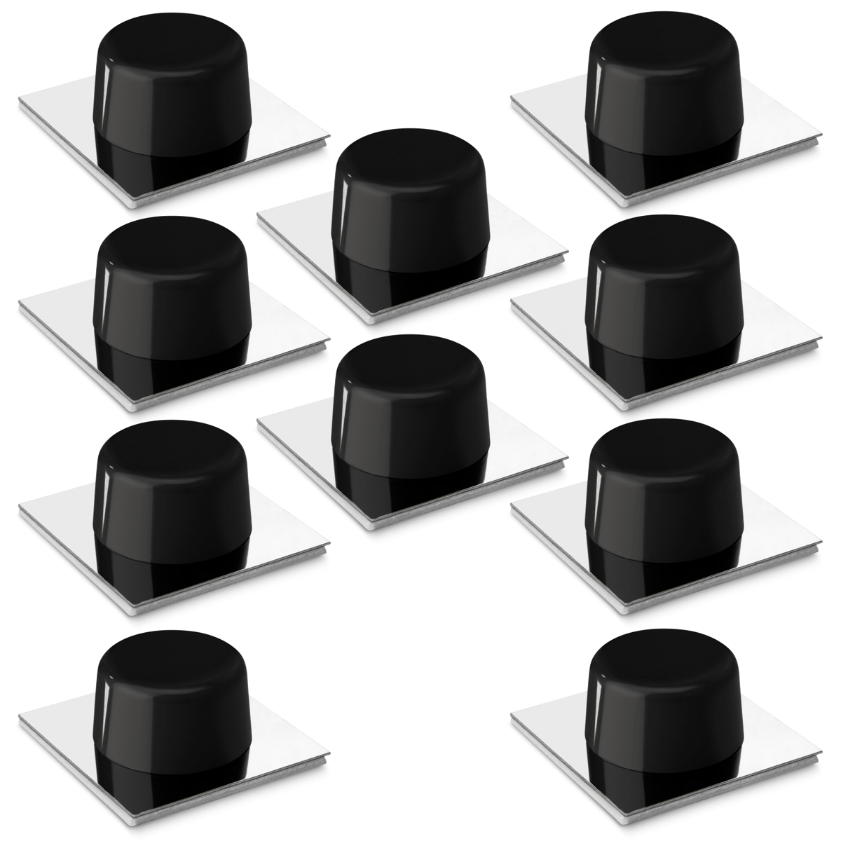10 topes de puertas adhesivos negros de PVC flexible con base de acero