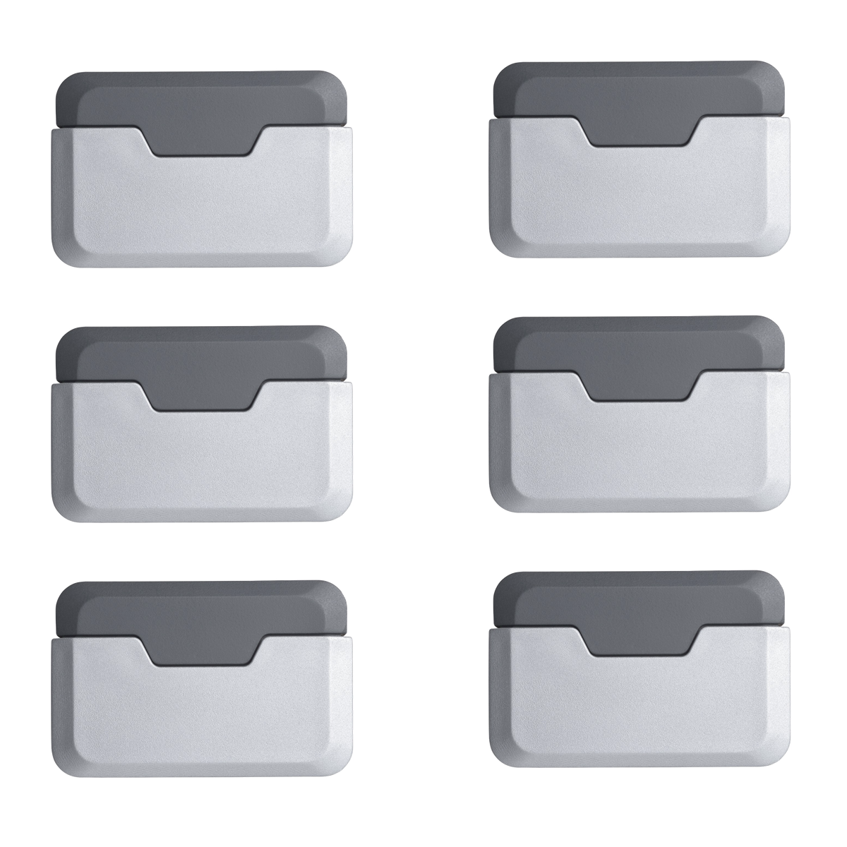 6 topes de puerta rectangulares adhesivos decorativos de aluminio en acabado metalizado