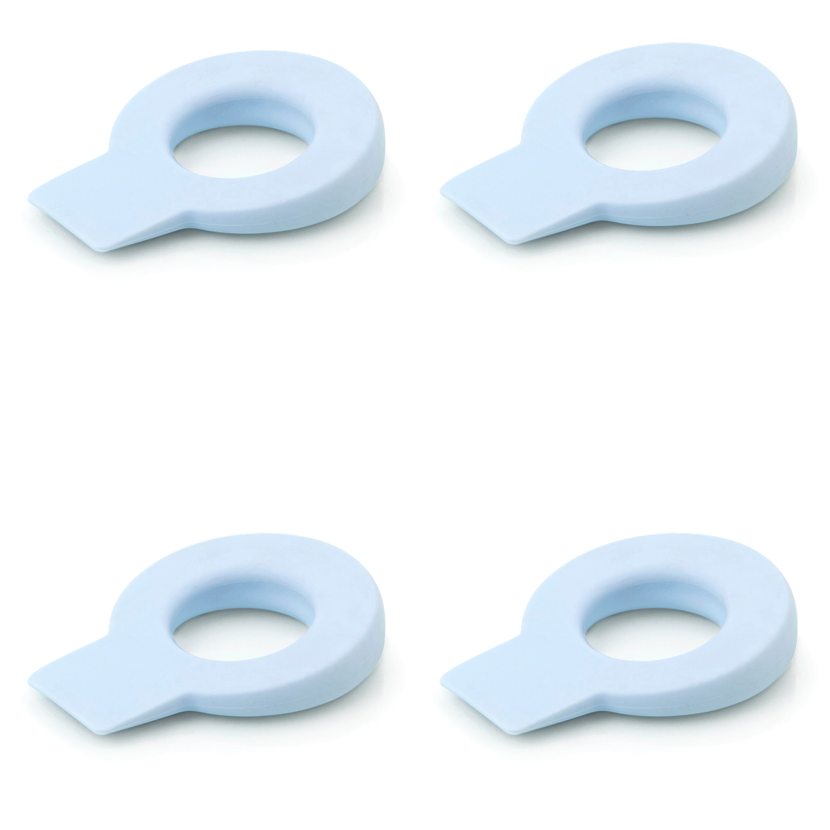 4 cuñas retenedores circulares de plástico flexible acabado en azul celeste para puertas