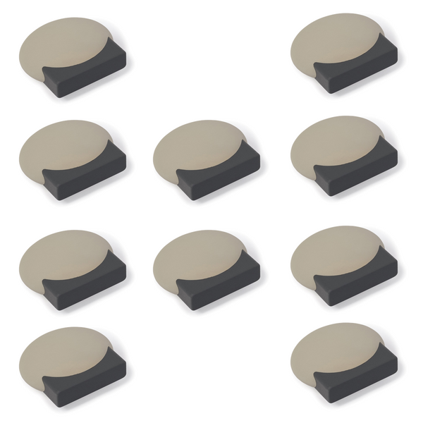 10 decorative adhesive ellipse door stops made of aluminium in beige finish