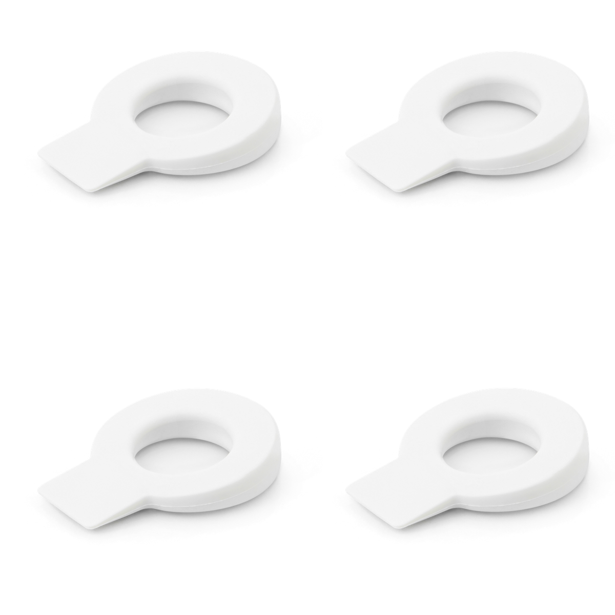 4 cuñas retenedores circulares de plástico flexible acabado en blanco para puertas