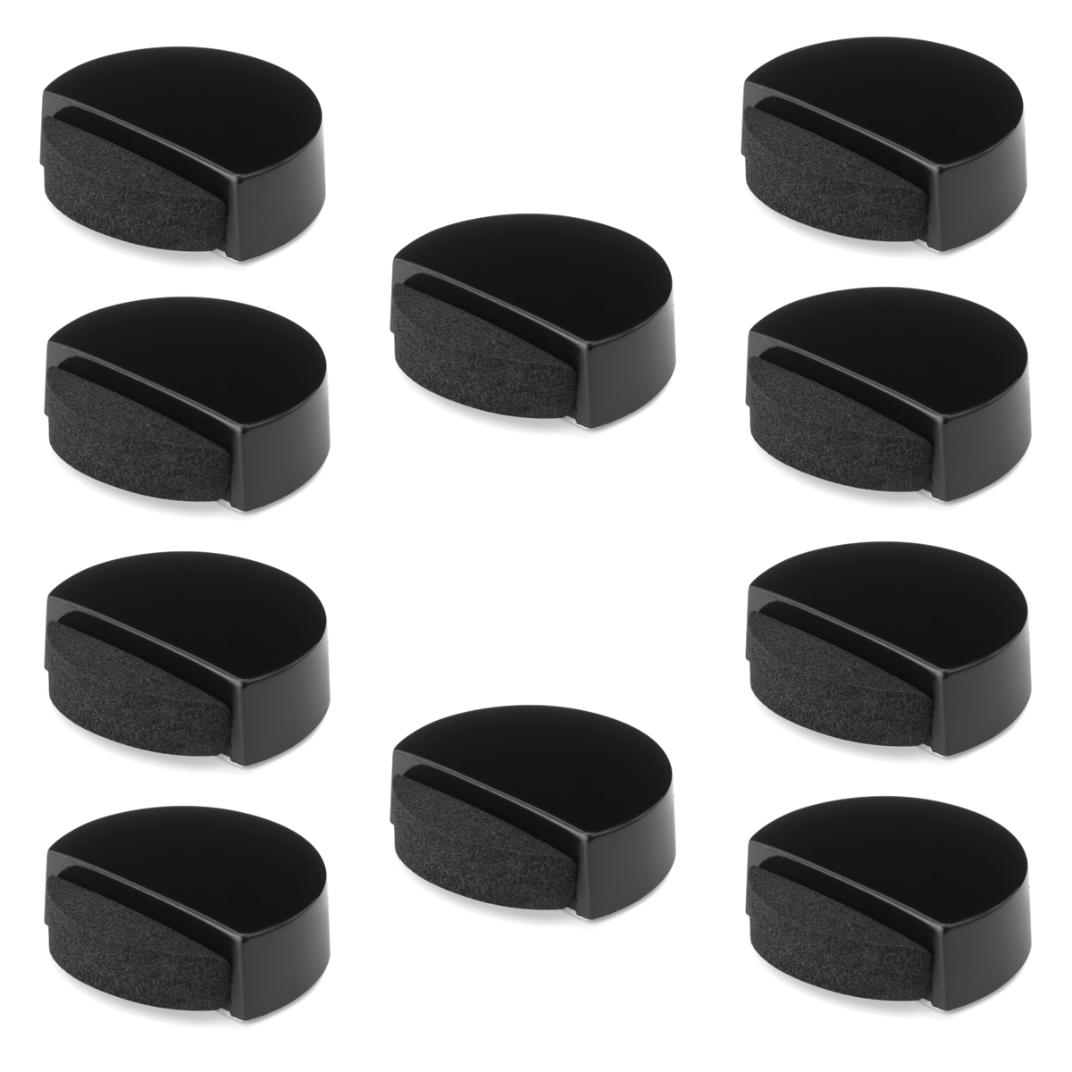 10 topes de puerta autoadhesivos de plástico ABS negro con amortiguador de goma espuma