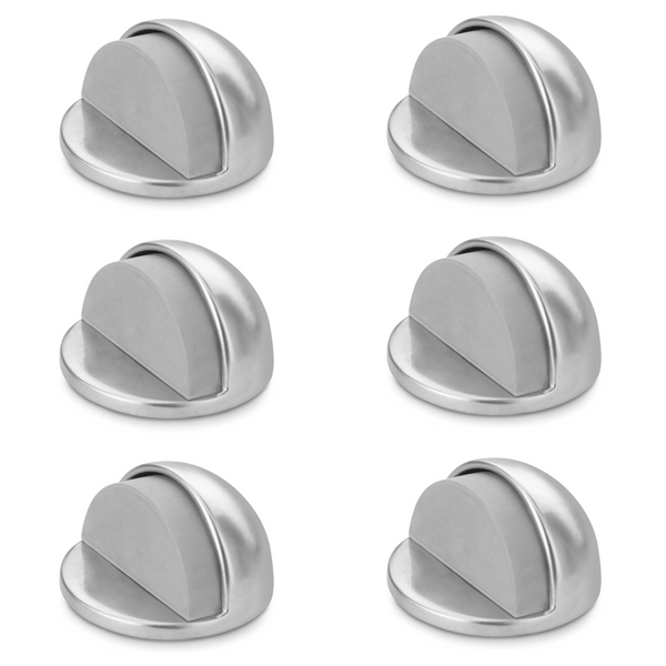 6 half moon metal adhesive door stops matte chrome finish with rubber buffer