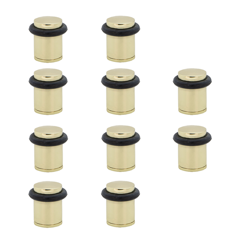 10 topes de puerta cilíndricos dorados con amortiguador de goma y 20mm de diámetro