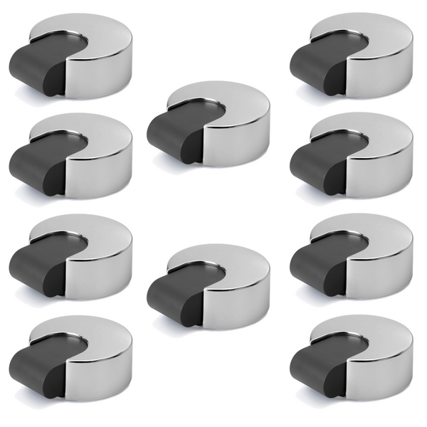 10 round adhesive door stops chrome steel finish ABS housing