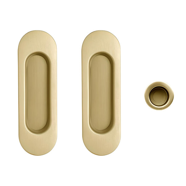 Set of oval nailers plus thimble mod 75220 in matte gold for sliding doors