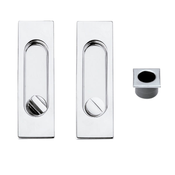 Kit uñero 75400 rectangular con condena y picaporte de 16mm en cromo brillo para puerta corredera