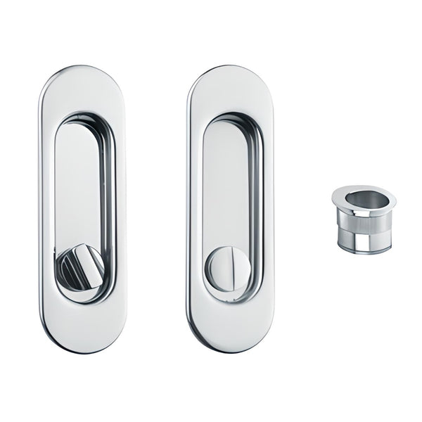 75200 oval nail kit with lock and 16mm latch in bright chrome for sliding door 