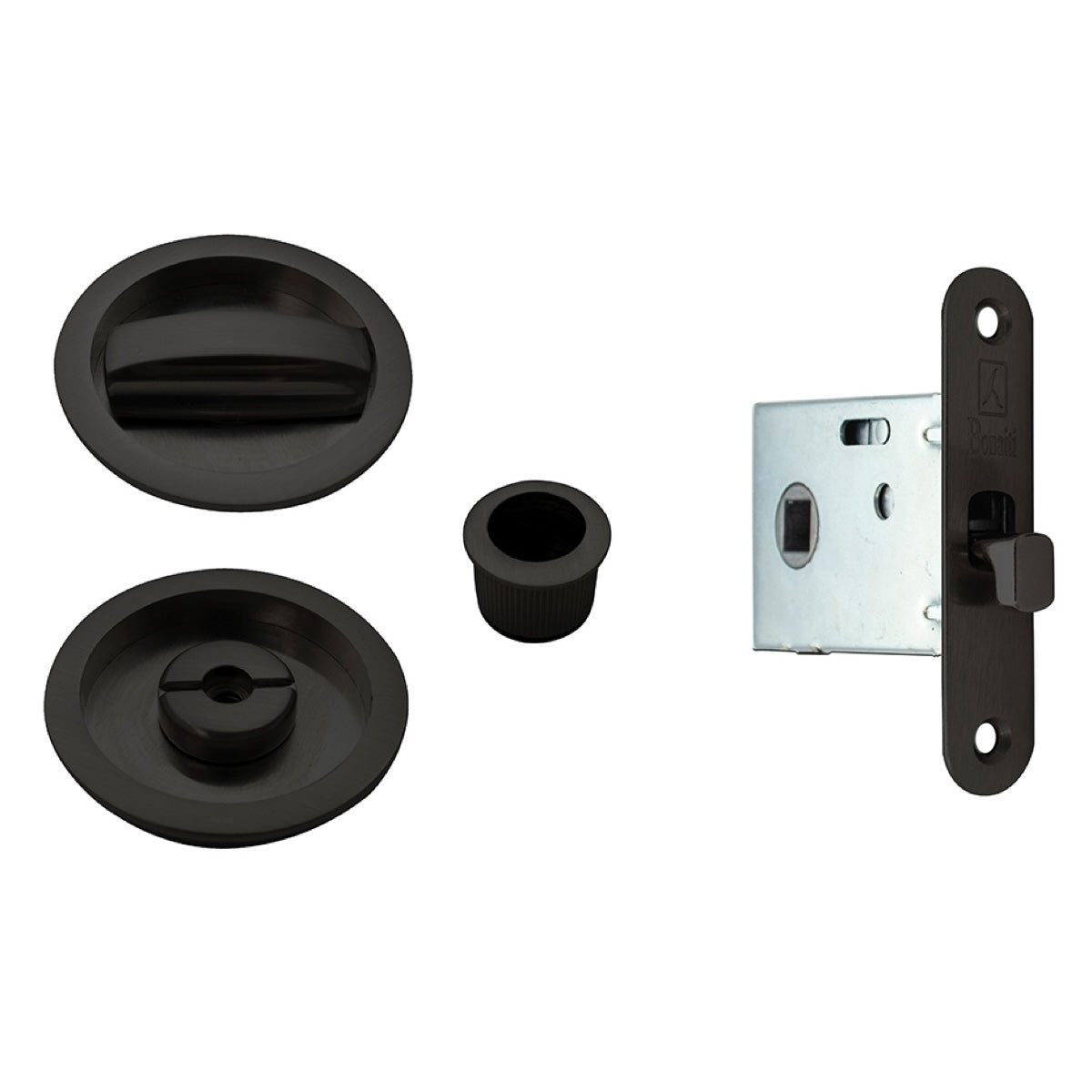 9510 round nail kit with lock and 17mm latch in black for sliding door 