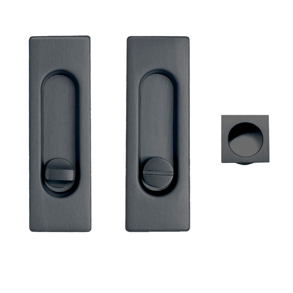 Kit uñero 75400 rectangular con condena y picaporte de 16mm en grafito para puerta corredera