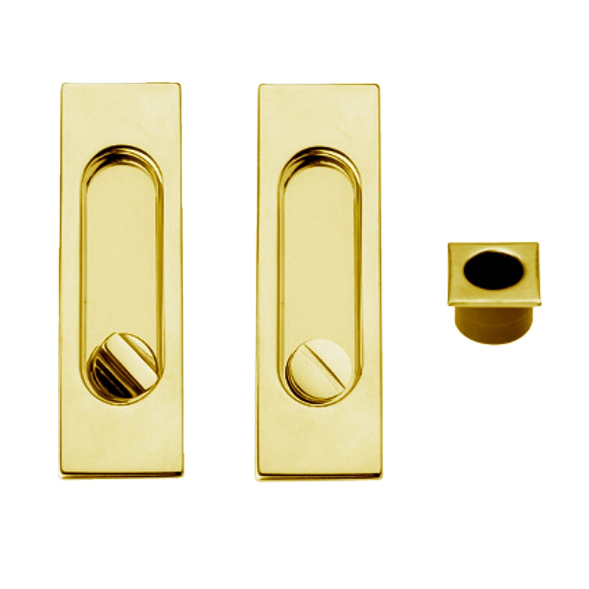 Kit uñero 75400 rectangular con condena y picaporte de 16mm en dorado brillo para puerta corredera