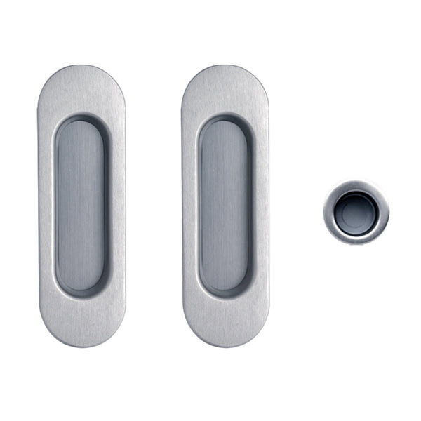 Set of oval nailers and thimble mod 75220 in satin nickel for sliding doors